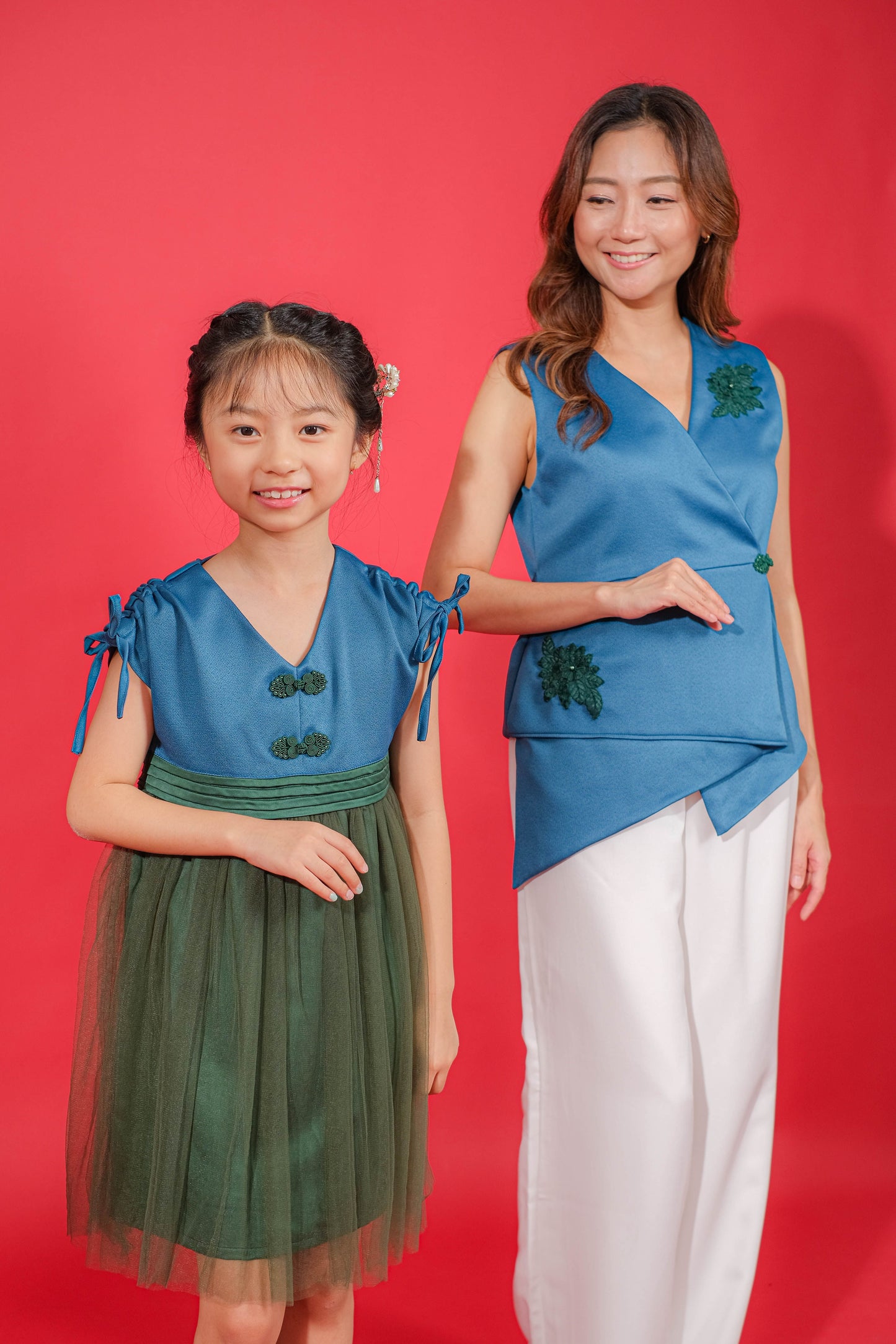 BUNDLING Peacock Topaz Girl Dress + Peacock Topaz Top Mom