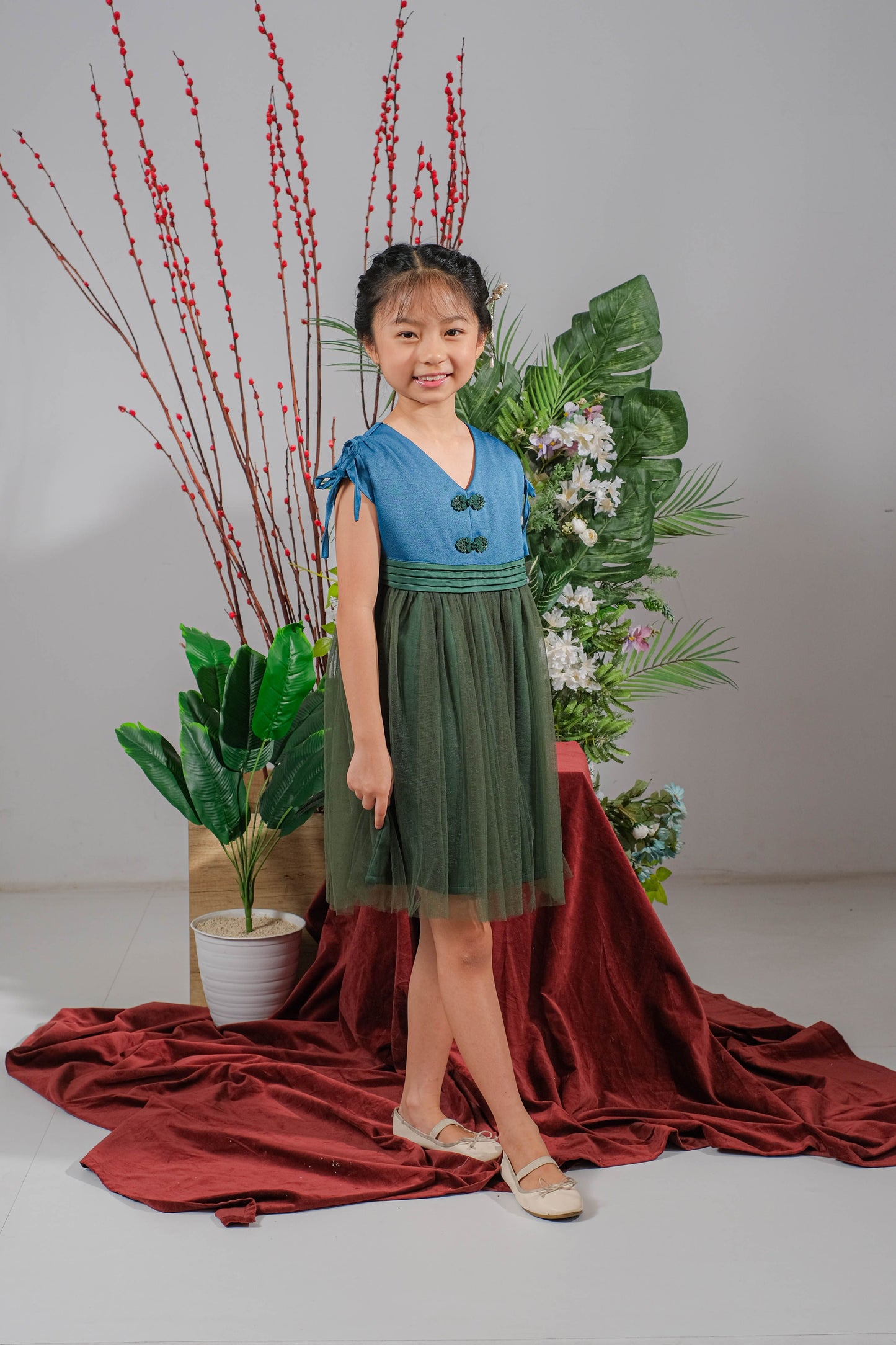 BUNDLING Peacock Topaz Girl Dress + Peacock Topaz Top Mom