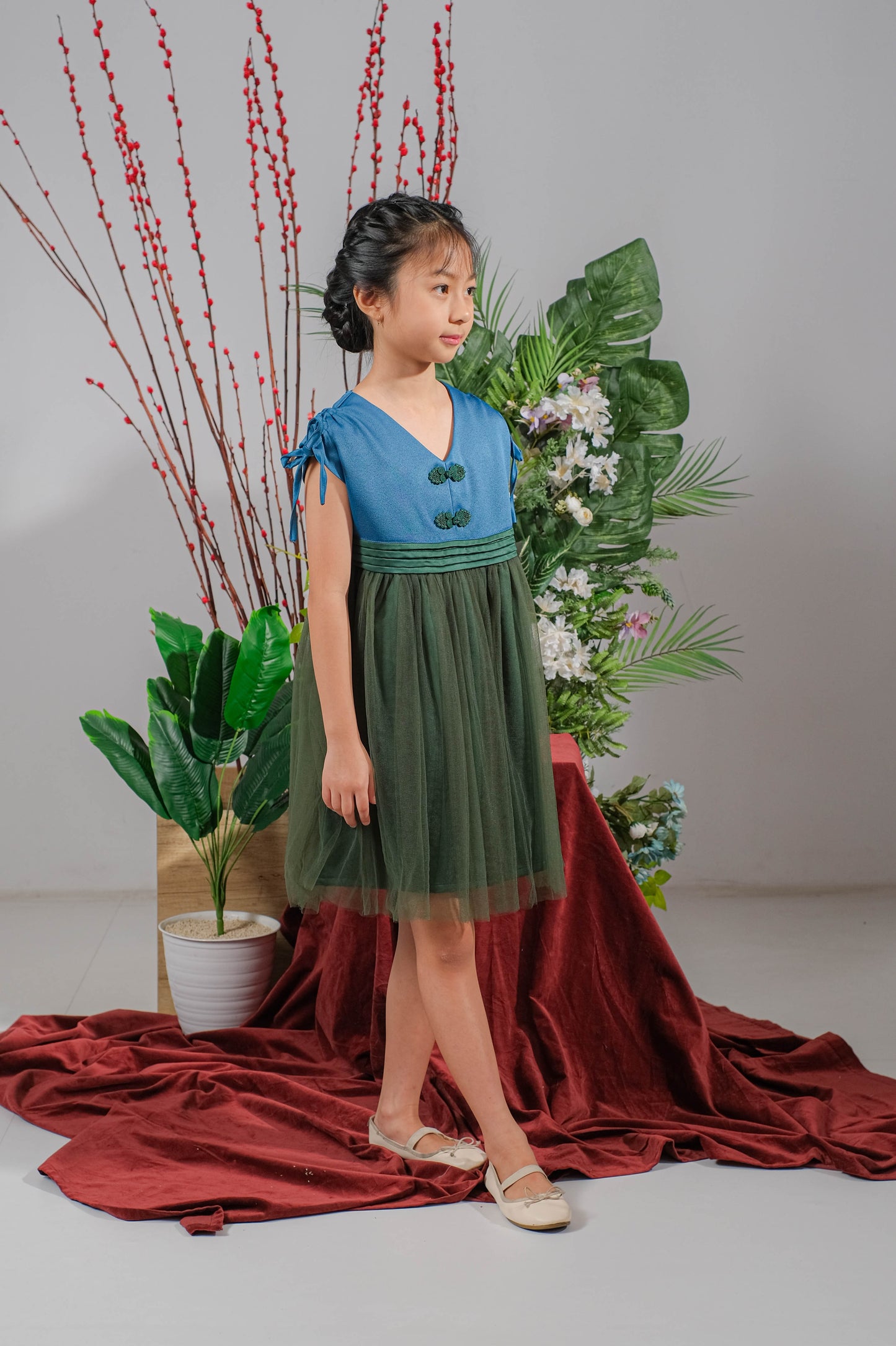 BUNDLING Peacock Topaz Girl Dress + Peacock Topaz Top Mom