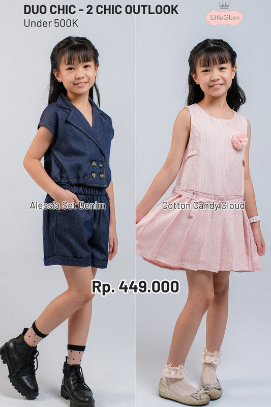 BUNDLING Alessia Set Denim + Cotton Candy Cloud
