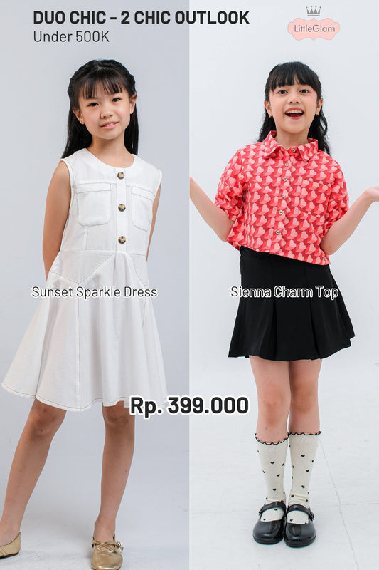 BUNDLING Sunset Sparkle Dress + Sienna Charm Top